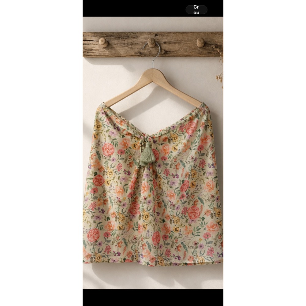 PQ Swim Amanda Stanton Little Tassel Sarong Floral Swim Coverup Skirt OS